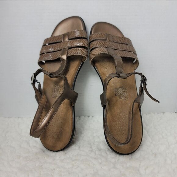 SAS Tripad Capri Women's T-Strap Comfort Sandal Size 10 Browm Leather Shoes - Picture 8 of 9